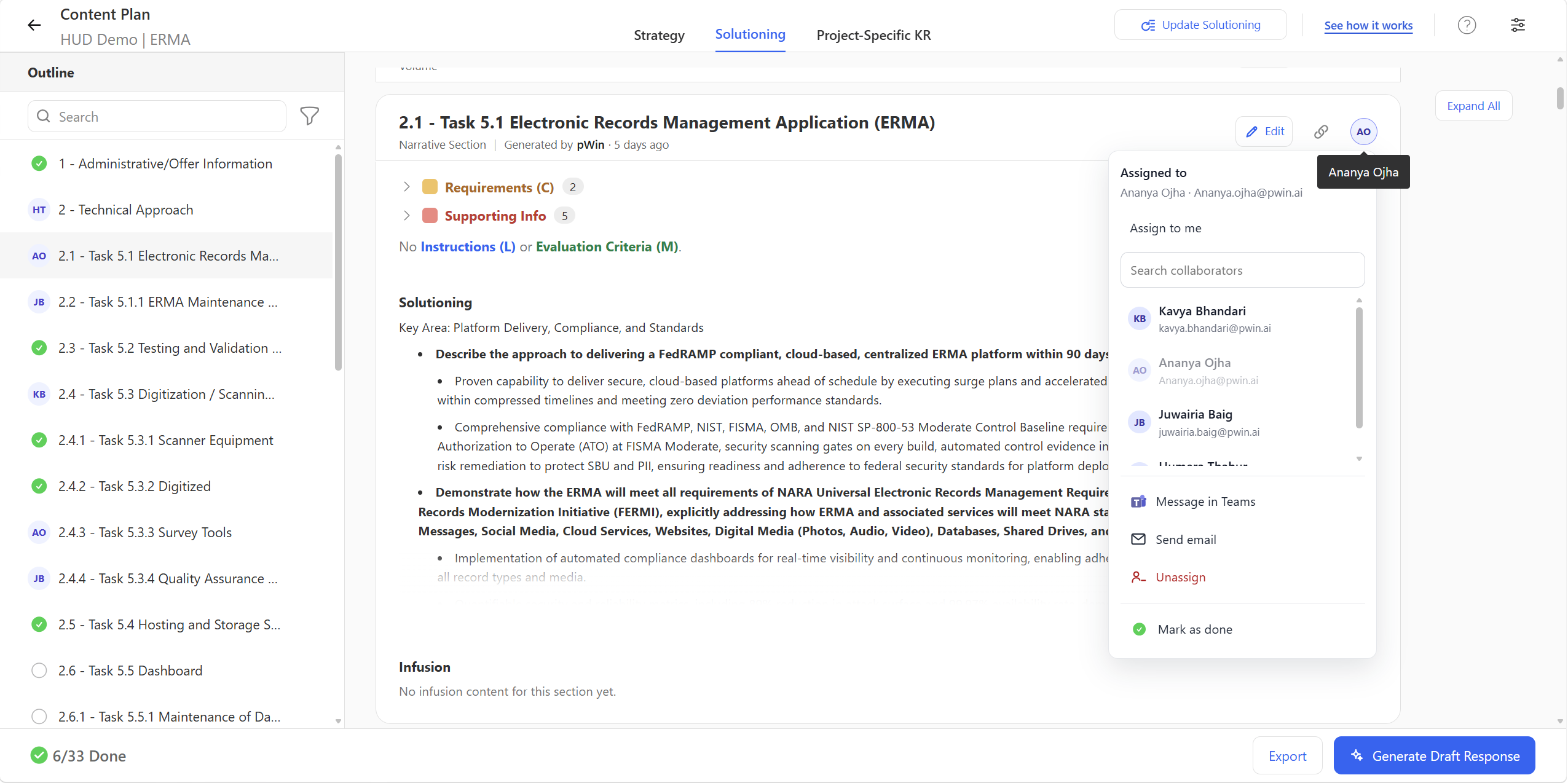 Task Assignments: Run Your Whole Proposal Team Inside the Proposal
